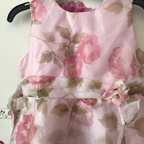 BlueBeri Boulevard Girls Pink Floral Flared Formal Party Dress Flower Girls 10 - Picture 10 of 11